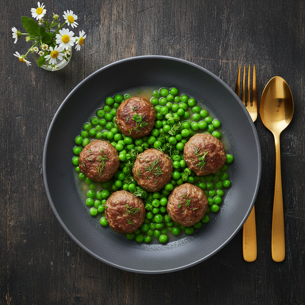 Boulettes et petits pois