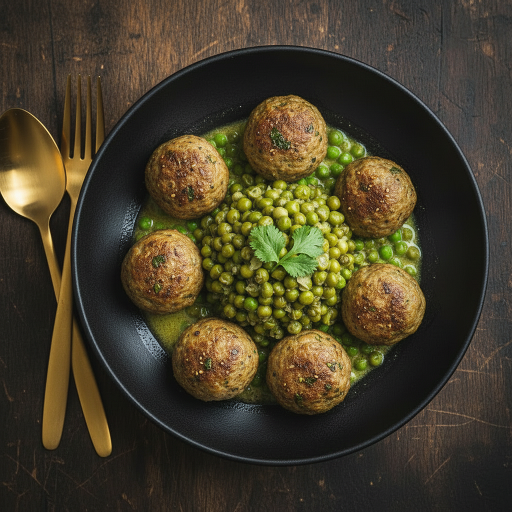 Boulettes et petits pois