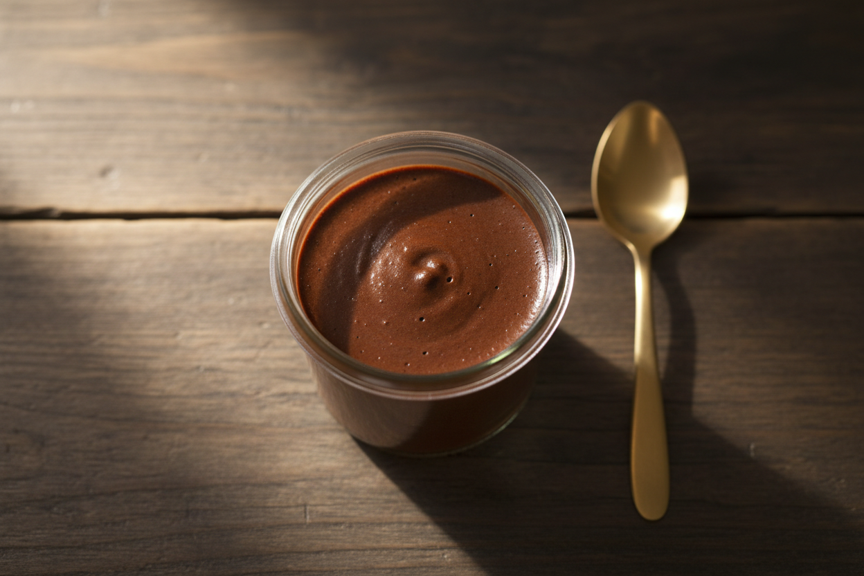 Pot individuel de mousse au chocolat maison, parvé